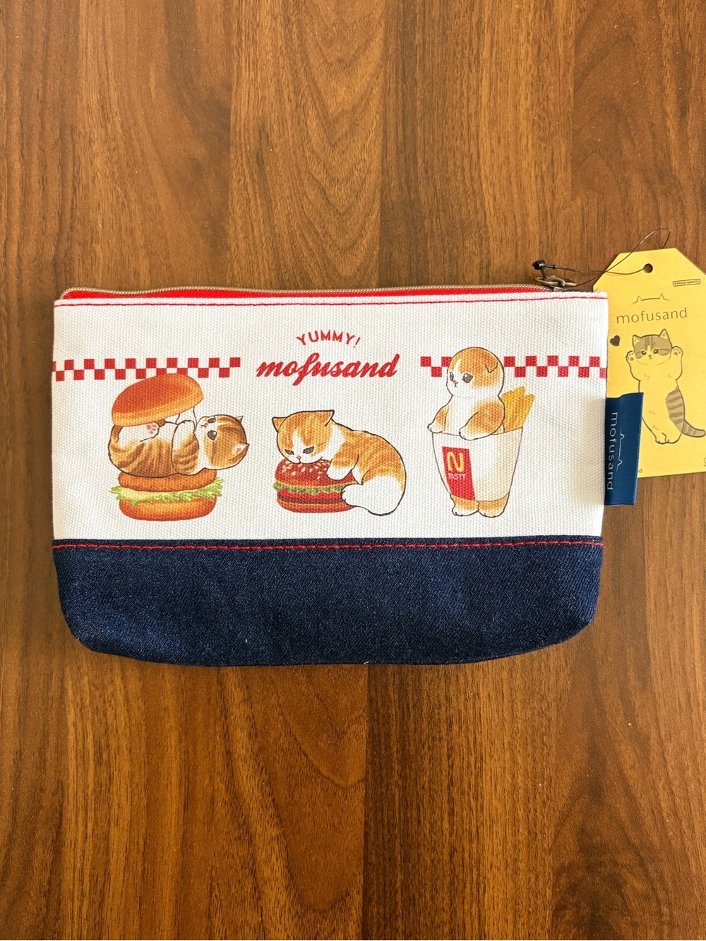 Mofusand Denim Pouch - White & Dark Blue